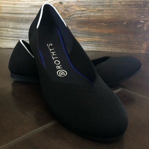 Rothy’s Black Ballet Flats with White Details